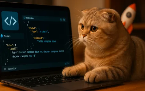 VSCodeのtasks.jsonでコマンド入力を自動化するの説明画像