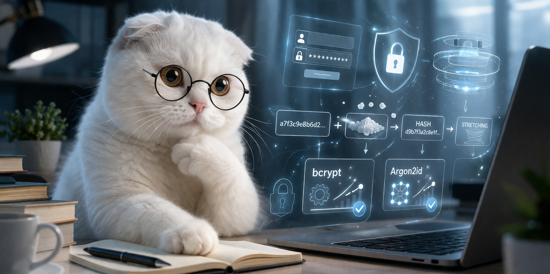 パスワード保存と、ハッシュ化・ソルト化・ストレッチング。の説明画像